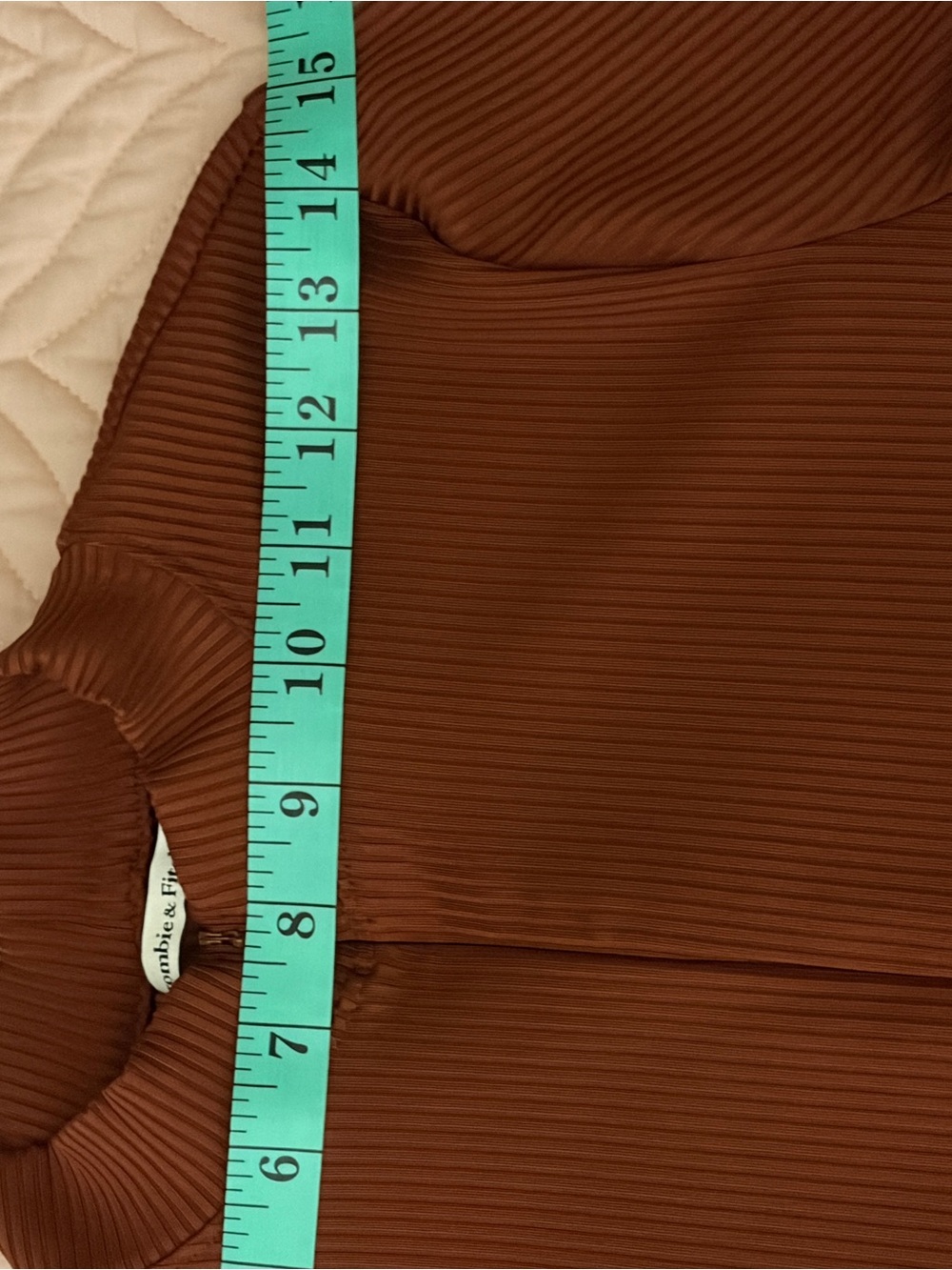 Abercrombie & Fitch Ribbed Zip Mock Neck Long Sleeve Bodysuit Brown M - Picture 8 of 11